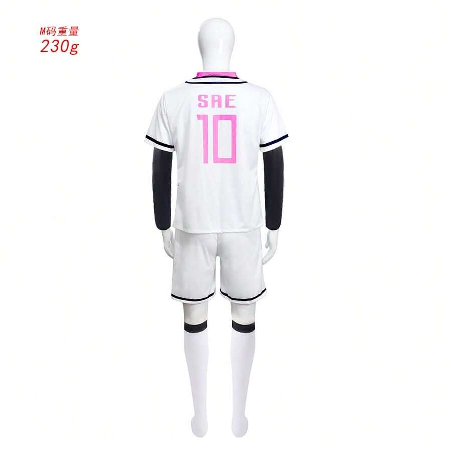 Disfraz de cosplay de la camiseta de Blue Prison, disfraz de cosplay del equipo alemán, camiseta roja y negra de anime, Isagi Yoichi. - Sae Itoshi [Número 10, Rosa y Blanco] - Ver 1