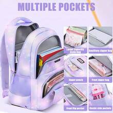 Juego de 3 piezas de mochila con estampado de copos de nieve de diamante, mochila de estudiante de gran capacidad y ligera, con múltiples compartimentos para un almacenamiento fácil, correas de hombro ajustables, cierre con cremallera, adecuada para la escuela, el transporte, los viajes, las salidas, regalo de vuelta a la escuela - conjunto de tres piezas - Ver 5