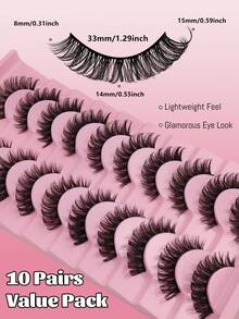 ICHICKISS 10 Pairs Soft False Eyelashes, Curly, Skin-Friendly Non-Irritating, Reusable, Suitable For Eyelash Extensions - Black - View 3