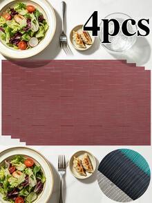 4/120pcs Rectangular PVC Woven Placemats, Washable Odorless Table Mats, Soft Easy To Store Western Style Dining Mats, Non-Slip Heat-Resistant Table Decor Mats, Suitable For Restaurants, Cafes, Homestays, Fit For Holidays, Parties, Gatherings, Birthdays, Weddings, Dinner Parties And More Occasions. - Multicolor - View 26