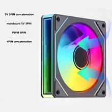 12cm 安靜 ARGB 5V 3-Pin 桌上型電腦機殼風扇,鏡面無限鏡設計,適用氣冷與水冷散熱器通風 - 查看 12