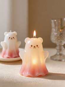 1pc Ghost Bear Silicone Mold, Candle Mold - Featuring Exquisite 3D Facial Expression Details, Soft, Durable, Easy To Clean, Suitable For Making Handmade Couple Themed Candles, Dedicated Mold For Creative Crafts, Reusable. - Ghost Bear - View 2