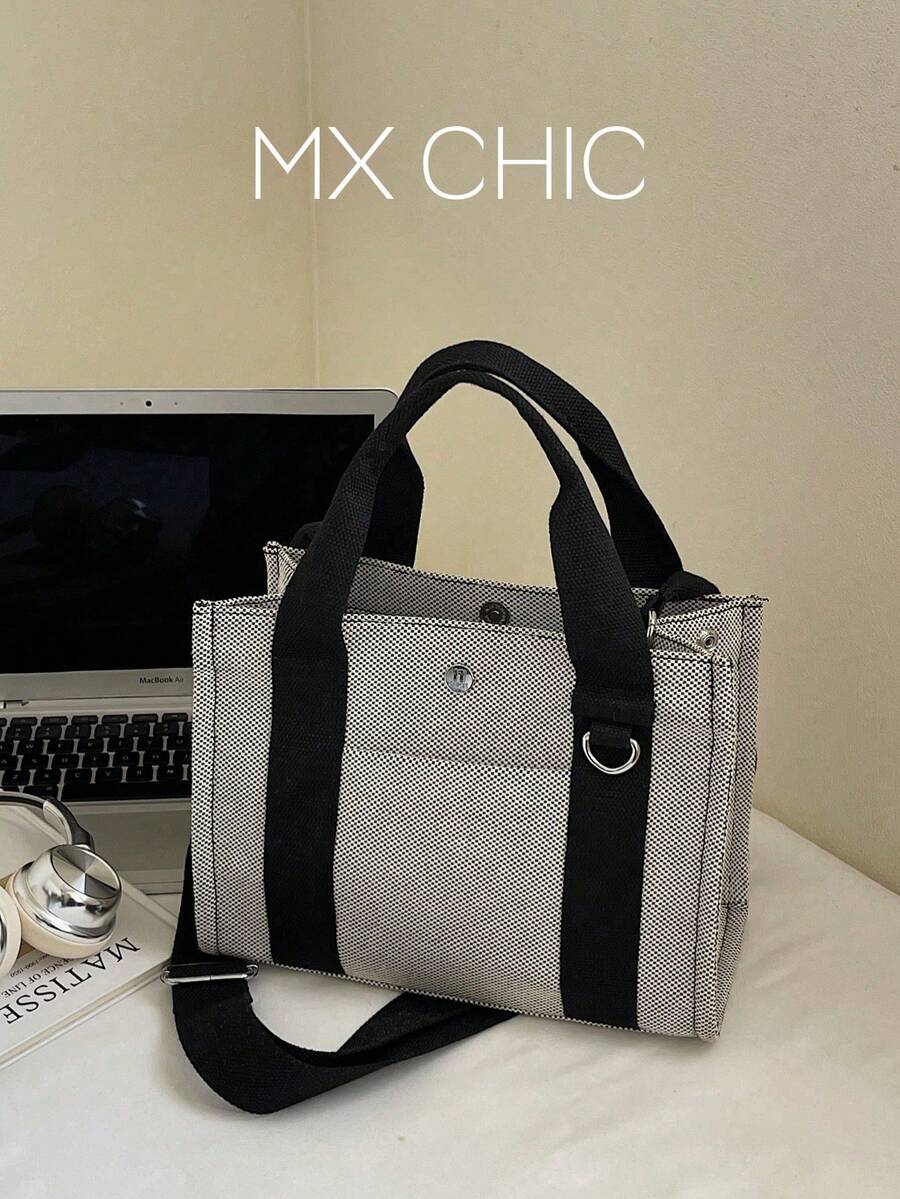 Minimalist Large Capacity Handbag, Shoulder Bag, Tote, Cross-Body - Grey - View 1