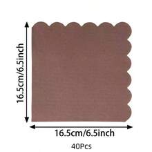 10/20/40/60pcs Vintage Coffee Brown Scalloped Edge Cocktail Napkins, Retro Party Napkins, Suitable For Vintage Parties, Weddings, Afternoon Tea, Bachelorette Parties And Halloween - Brown - View 8