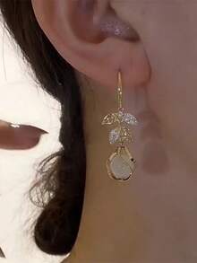 1對樹枝水鑽貓眼石耳鉤，電鍍金女士耳環，優雅女性化垂墜耳飾 - C款 - 查看 3