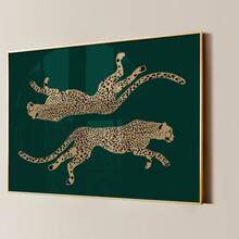 1pc, Canvas Wall Art, Framed Wall Decor, Minimalist Leopard Print Canvas Wall Art, Abstract Leopard Silhouette Poster, Emerald Green Background Aesthetic Decor, Suitable For Modern Home Decor, Room Decor, Dorm Decor, Bedroom Decor, Living Room Decor, Bathroom Decor, Kitchen Decor, Dining Room Decor, Living Room Decor, Office Decor, School Decor, Classroom Decor, Back To School Decor, Waterproof Poster, Apartment Wall Decor - Cheetah - View 6