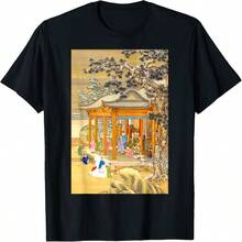 Hongli Snow Scenery Giuseppe Castiglione Chinese Scroll Art T-Shirt - Black - View 10