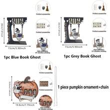 1pc Cute Ghost Swinging Desktop Decoration Halloween Wooden Reading Tracker Ghost Pumpkin Reading Counter Decoration Desktop Decoration Suitable For Wall Decoration Bookshelves, Coffee Tables, Living Rooms, Bedrooms, Creative Gifts - Multiple Styles - View 6