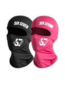 1pc/2pcs Unisex Solid Color Printed Balaclava Headwear Set, Single Hole Full Face Mask, Suitable For Daily Wear And Outdoor Activities - Style 9 - View 6
