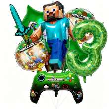 New Square World Steve Pixel World MC Theme Party Digital Balloon Set Birthday Party Decoration Balloons - View 14