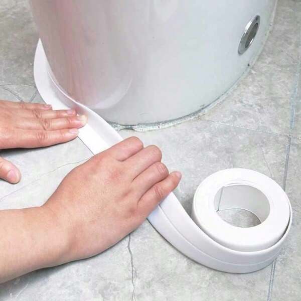 1000-5000mm White Floor Sealing Sticker/Sealing Strip/Waterproof Sealing Tape, PVC Waterproof Sealing Strip, Decorative Self-Adhesive Gap Filler Tape, Gap Sealing Tape, Self-Adhesive Sink Stove Gap Sealing Strip For Bathroom, Kitchen And Toilet Gap Filling