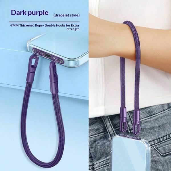 Double Buckle Wrist Phone Lanyard, Short Anti-Drop Phone Strap, Anti-Loss Safety Keychain, Universal Smartphone Accessory, Fashion Phone Charm, Durable Polyester Woven Strap Clip, Phone Chain