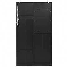 Black 100 Cm Entryway Hall Tree In MDF With Mirror, Hooks And Bench - Black - View 11