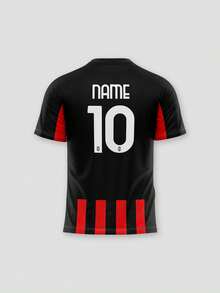 1件式客製化義大利 Serie A (AC米蘭俱樂部) 國家隊足球球衣，參加第26屆世界盃™，可自訂隊徽、隊名、號碼與球員姓名 - 黑色 - View 4