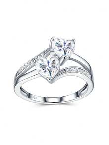 Moissanite Ring For Women, 925 Sterling Silver Hypoallergenic, Luxury Niche Design, Valentine's Day Birthday Gift For Girlfriend Wife Mother, Gift Box Packaging With Certificate - Silver - View 8