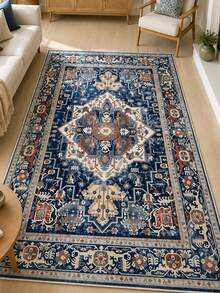 Chilai Home Boho Rug, Runner Rug, Washable Floor Mat for Home Decor, Livingroom rug, Non-Slip Kitchen Runner Rug, Made in Turkiye 80x200 cm, 80x300 cm,100x200 cm, 120x180 cm - 藍色 - 查看 1