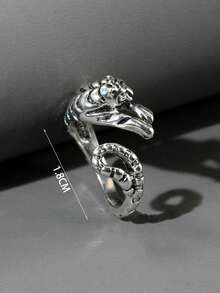 1pc Fashionable Personalized Tiger Shaped Open Ring For Men And Women - Antique Silver - View 5