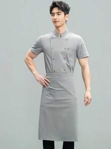 New Fashion Customized Chef Uniform Unisex Short Sleeve Breathable Mesh Back High-End Hotel Restaurant Bakery Coffee Shop Flower Shop BBQ Fast Food - Grey - View 7