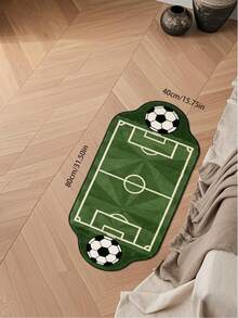 1pc Sports Football Field Shaped Plush Asymmetrical Rug For Living Room Sofa Area, Sports Style Grass Green Football Field Shaped Decorative Rug For Lounge Game Area, Football Theme Simulated Field Asymmetrical Pattern Plush Rug For Bedroom Bedside - Multicolor - View 17