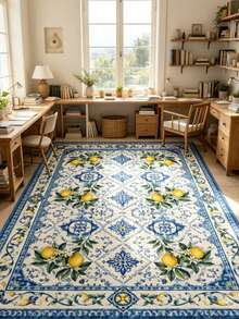 A Lemon-Print Rug, Perfect For A Fresh Summer Look. Suitable For Decorative Rugs, Bedroom Decor, Small Rugs, Home Decor, Living Room Rugs, Small Living Room Rugs, Bedroom Rugs, Living Room Home Decor, Outdoor Rugs, And Washable Rugs. - Multicolor 2 - View 1