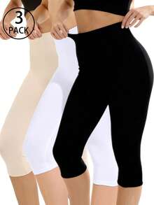 Spring Summer Women's Casual Black Leggings Home Yoga Hip Lifting Shaping Elastic Legging Outdoor Fitness Exercise Vacation Walking Cropped Pants - Multicolor - View 12