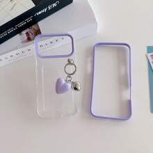 Compatible avec iPhone 17/17 Pro/17 Pro Max/16/15/14/13/12/11 Série Étui de téléphone, 1 pièce Ins 3-en-1 Porte-carte + Chaîne avec pendentif en forme de cœur, Étui de téléphone porte-carte antichoc à couverture complète, Étui de téléphone Apple 17 Pro Max, Étui de téléphone porte-carte - Parme - Voir 5