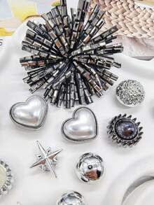 12 buah Hiasan Sepatu Bintang Kembang Api Berkilau dari Rhinestone, Gesper Sepatu Bakiak Bunga ABS Perak Cerah, Klip Sepatu Manik Bulat Dekoratif DIY - MultiWarna - View 6