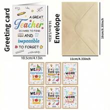 12pcs Teacher's Day Thank You Cards With Envelopes - Multi-Purpose Teacher Appreciation Cards Perfect For Teacher's Day, Graduation, Retirement And Holidays Teacher's Day Gift - A - View 2