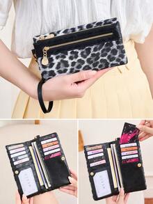 FOREVER MIYIN Minimalist Leopard Print Women Wallets, Multi Card Holder Wristlet Coin Purse, Large Capacity Passport Organizer Bags For Daily Travel Essentials - Multicolor - View 9