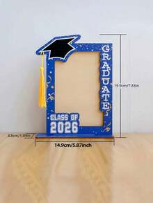 Marco de fotos de madera con borlas para graduación 2026, soporte de escritorio vertical para exhibir fotos de graduación, adecuado para decoración de fiesta de graduación y como regalo conmemorativo - A - Ver 5