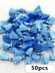 50pcs Colorful Mini Tassel Pendants, Earrings, Bracelets, Keychains, Handmade DIY Jewelry Accessories Decorations - Multicolor - View 6
