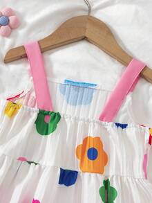 BASUSARRI Conjunto de top sin mangas con estampado floral y lazo, y shorts a juego para niñas jóvenes, conjunto de fiesta de verano casual de color dopamina - Rosa - Ver 7