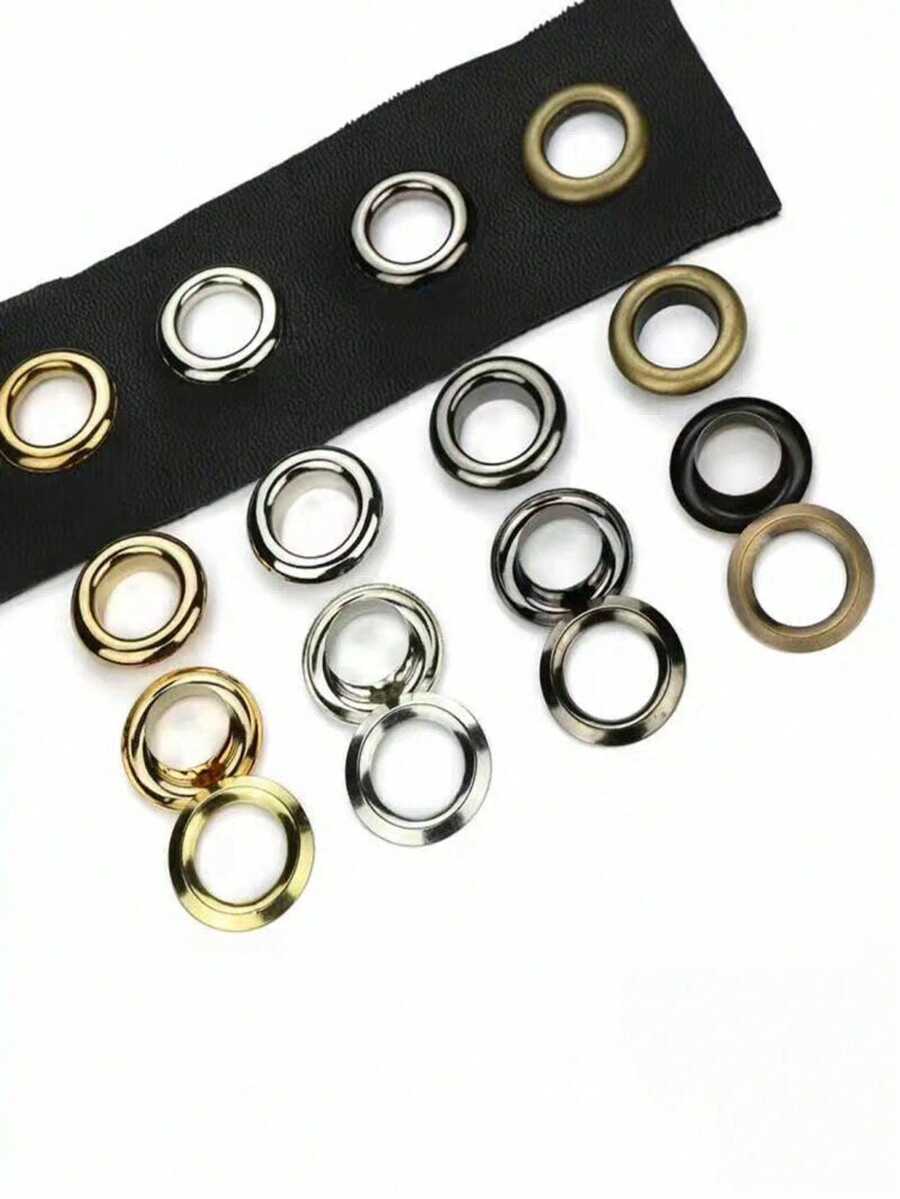 100pcs Metal Grommets Eyelet Buttons, Grommet Eyelets 4-6mm With Washers, Metal Buttons, Heavy-Duty Rivet Fasteners For Bags, Shoes, Tents, Belts & Curtains, Decorative & Functional Button Accessories - View 1