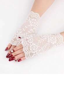 1 Pair Solid Color Spring/Summer Ultra-Lightweight Half-Finger Women's Gloves, Thin Sun Protection Half-Finger Gloves Suitable For Tea Picking, Driving, Cycling, Comfortable And Durable, Elastic Short Arm Guard Gloves, Holiday Gift, UV Protection - A - View 15
