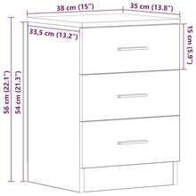 vidaXL 2X Nachtschrank 3 Schubladen Nachttisch Nachtkonsole Nachtschränckchen Nachtkommode Couchtisch Weiß 38x35x56cm Holzwerkstoff - White - View 4