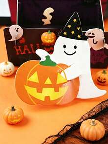 500PCS/200PCS/100pcs/50pcs/25PCS Halloween Themed Lollipop Decorations, Halloween Christmas Gift Cards, Creative Design Halloween Ghost Pumpkin Lollipop Decorative Card Paper, Suitable For Halloween Party Supplies - Multicolor - View 18
