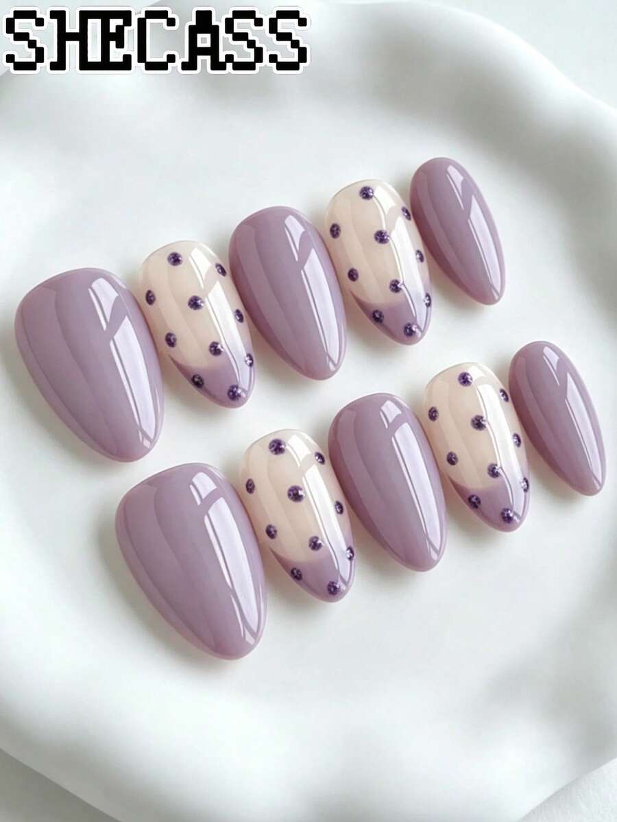 Shecass 10pcs Handmade Nails Press On Nails Short Nails For Summer Vacation Graduation Party - 彩色 - 查看 1