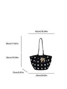 Tas Tote Kanvas Nilon Fashion Wanita Kapasitas Besar, Tas Bahu untuk Ibu Bepergian - Hitam - View 7