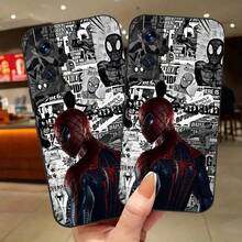 Marvel Funda para teléfono: WB. Funda para teléfono con diseño de collage de cómics de Spider-Man, licenciada, adecuada para Redmi 9/10/11/12/13/14/15 ACTT Pro, K90/80/70, Note 8/9/10/11/12/13/14/15 S 4G 5G Pro Pro+ Pro Max, Poco X7/X7 Pro,  12/13/14/15/17 Lite TT Pro Pro Ultra. - Negro - Ver 4