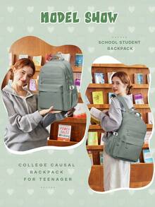 Fashionable College Student Backpack For Girl, 14-Inch Laptop Bag With Large Capacity And Waterproof Design, Lightweight Casual Daily Backpack Suitable For School, Work, Travel, Multi-Pocket Design With Water Bottle And Umbrella Side Pockets, Durable And Comfortable For Daily Commute And Weekend Outings - Multicolor - View 11