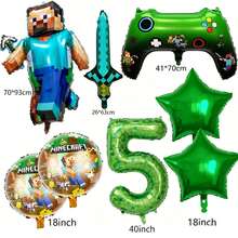 New Square World Steve Pixel World MC Theme Party Digital Balloon Set Birthday Party Decoration Balloons - View 10