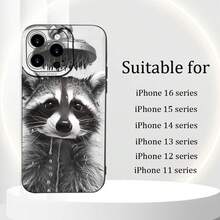Funda de teléfono simple y reforzada, adecuada para todos los modelos de  y . Funda de teléfono: Funda con un lindo diseño de mapache en la ducha, adecuada para la serie  16, la serie  15, la serie  14, la serie  13, la serie  12, la serie  11. Funda protectora unisex a prueba de caídas, adecuada como regalo para novio o novia, regalo de cumpleaños. - (Un color) 1 unidad por paquete - Ver 1