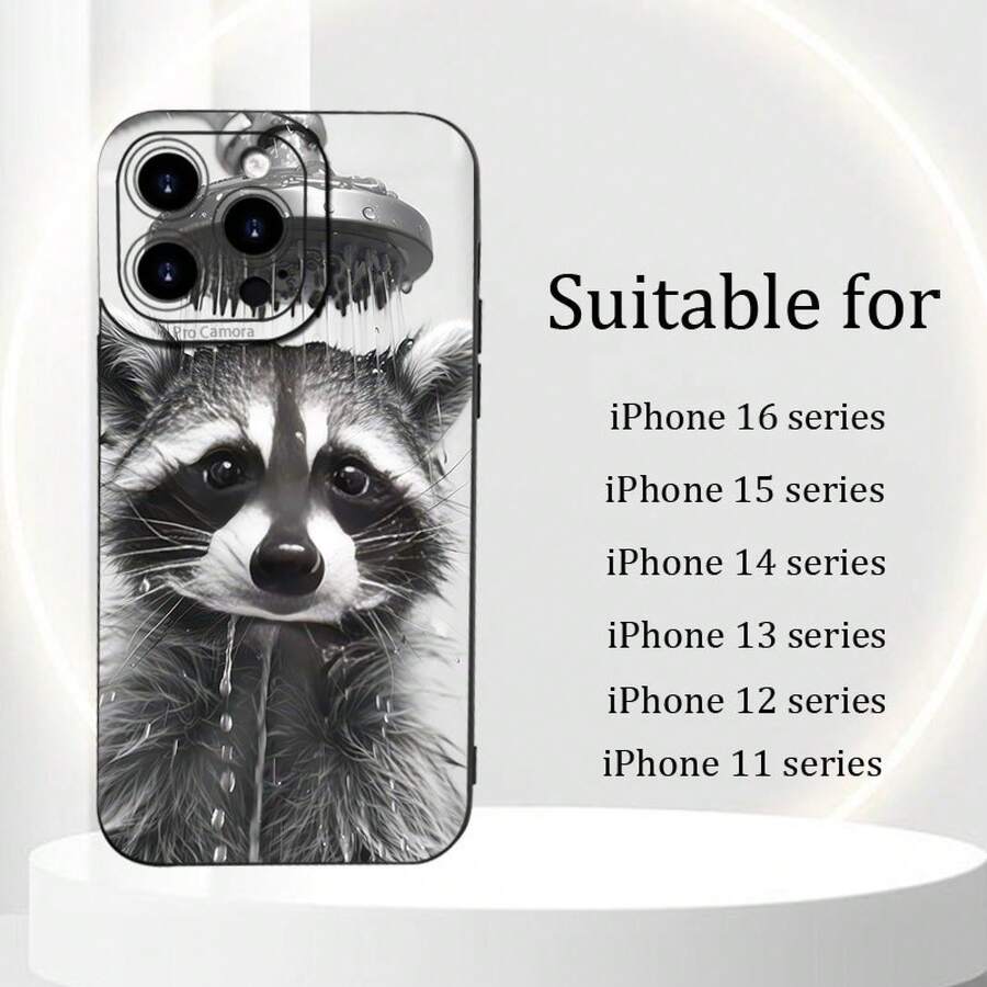 Funda de teléfono simple y reforzada, adecuada para todos los modelos de y . Funda de teléfono: Funda con un lindo diseño de mapache en la ducha, adecuada para la serie 16, la serie 15, la serie 14, la serie 13, la serie 12, la serie 11. Funda protectora unisex a prueba de caídas, adecuada como regalo para novio o novia, regalo de cumpleaños. - (Un color) 1 unidad por paquete - Ver 1