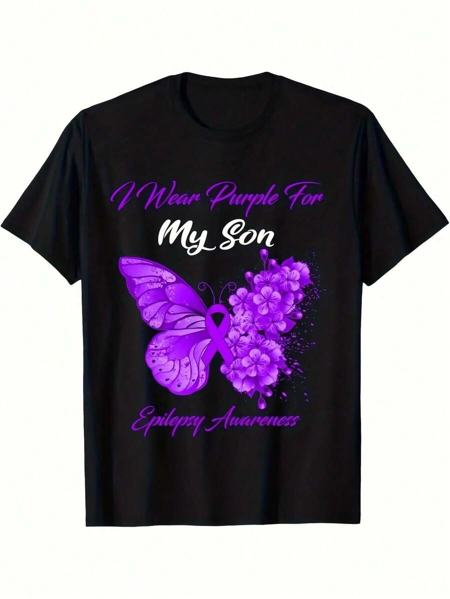 Vibrant Monarch Butterfly Print, Lightweight And Breathable, Short Sleeve, Round Neck, Casual T-Shirt For Everyday Wear, Outdoor Sports, Spring/Summer/Autumn, Sizes XL - 5XL - 黑色 14 - 查看 1