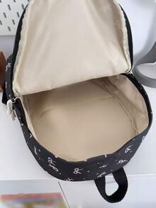 Bolso versátil de moda para mujer con estampado floral pequeño, combinación de mochila doble, mochila escolar para estudiantes - Marrón - Ver 9