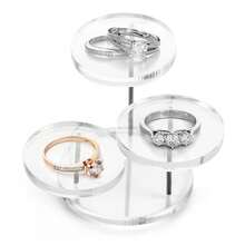 1pc 3-Tier Transparent Display Stand, Thickened Acrylic, Ring And Watch Display, Mini Manual Base Multi-Layer Stepped Tray, Jewelry And Perfume Storage, Dessert And Candy Display Rack, Jewelry Tower - Multicolor - View 4