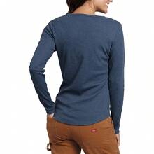 Dickies Women's Long-Sleeve 3-Button Henley Shirt Variant 1 - Dark Denim - View 2