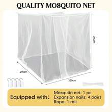 - Mosquitero de 2 aperturas para cama matrimonial, matrimonial, tamao, tamao King, mosquiteros grandes para, toldo de red para camping, viajes al aire ltima intervensin - Blanco + 24.5An x 31Al cm (1 Paneles) - Ver 2