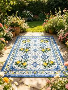 A Lemon-Print Rug, Perfect For A Fresh Summer Look. Suitable For Decorative Rugs, Bedroom Decor, Small Rugs, Home Decor, Living Room Rugs, Small Living Room Rugs, Bedroom Rugs, Living Room Home Decor, Outdoor Rugs, And Washable Rugs. - Multicolor 2 - View 4