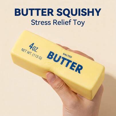 1pc Realistic Butter Bar Shaped Squishy Toy Ultra Soft Slow Rebound Squeeze Stress Anxiety Relief Sensory Fidget Toy Portable Home Office Desk Decompression Novelty Gift For Adults